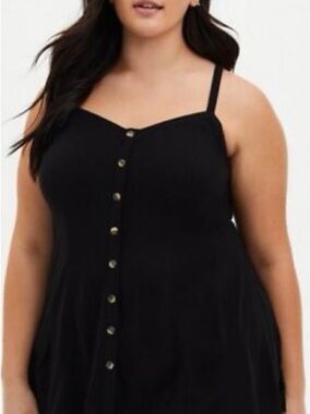 Torrid Black Button-Front Spaghetti Strap Camisole Size:1X